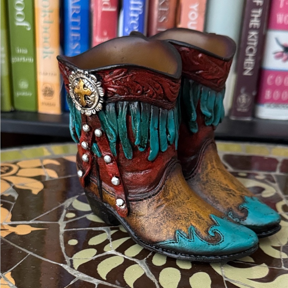 Colorful Western Cowboy Boots Decor & Tea candle Holder.